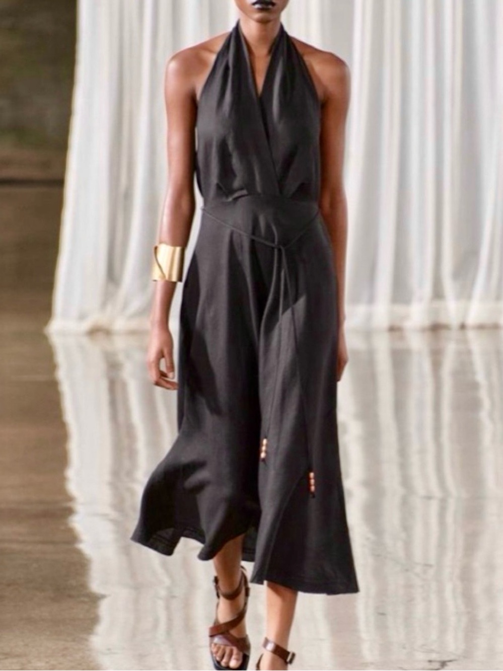 ZARA Collection Halter Linen MIdi Dress NWOT - XS